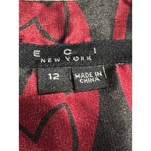 ECI New York Skirt Silk Black Red Floral Sheer Overlay Romantic Whimsigoth 12 - Picture 3 of 11